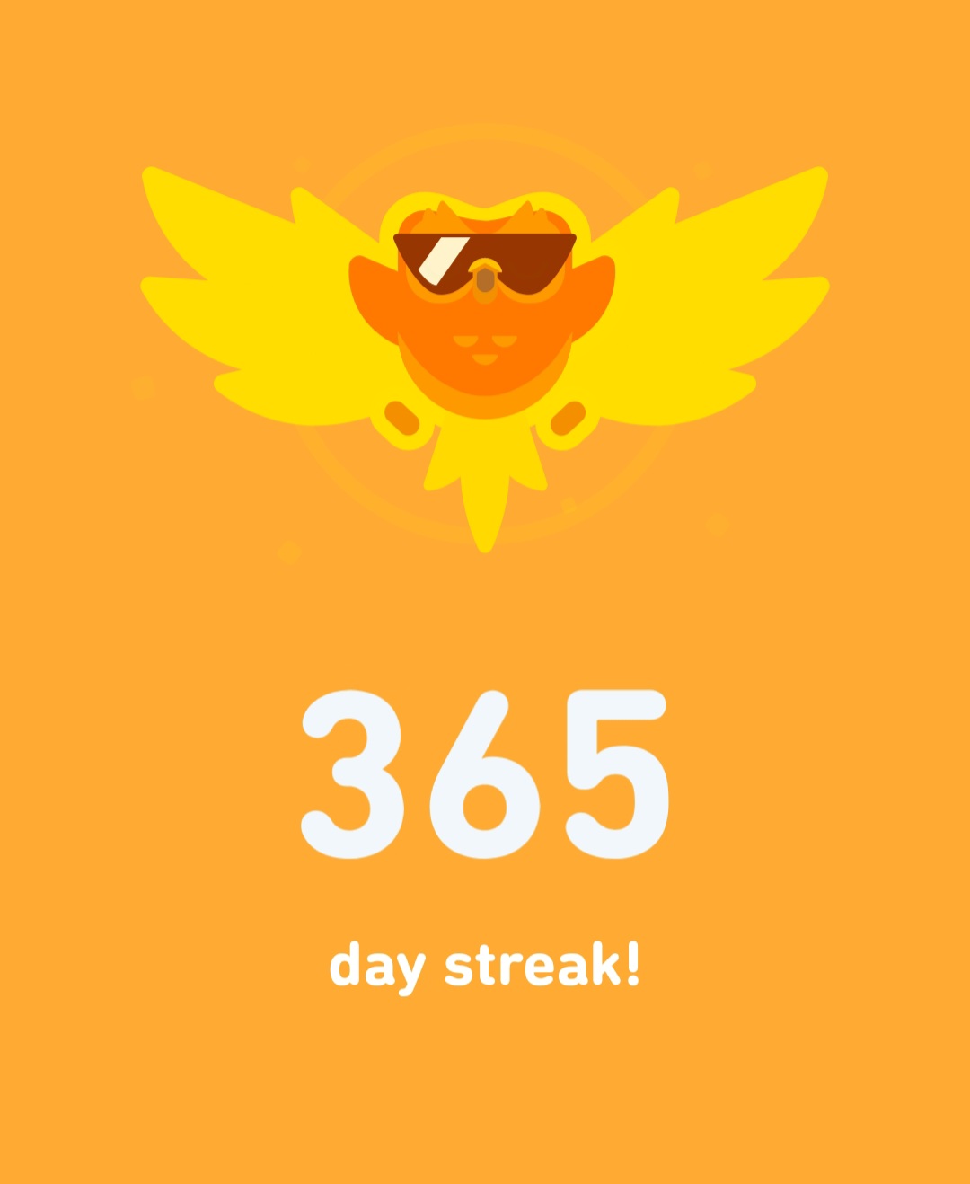 Duolingo badge for 365 day streak.